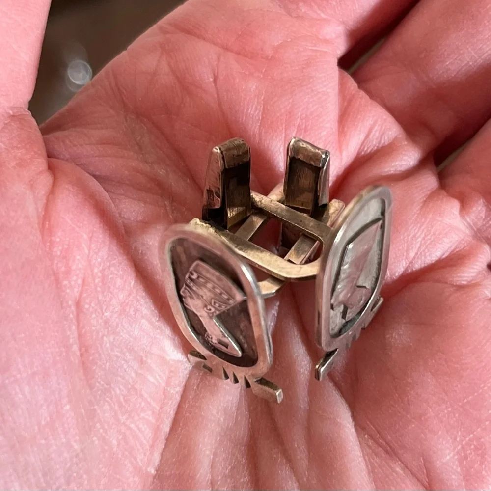 Antique Art Deco Victorian Egyptian Pharaoh Sterling silver Cufflinks